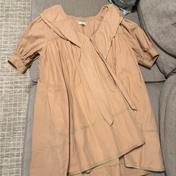 Anthropologie Beige Mini Dress with Scarf Detail - Picture 2 of 4